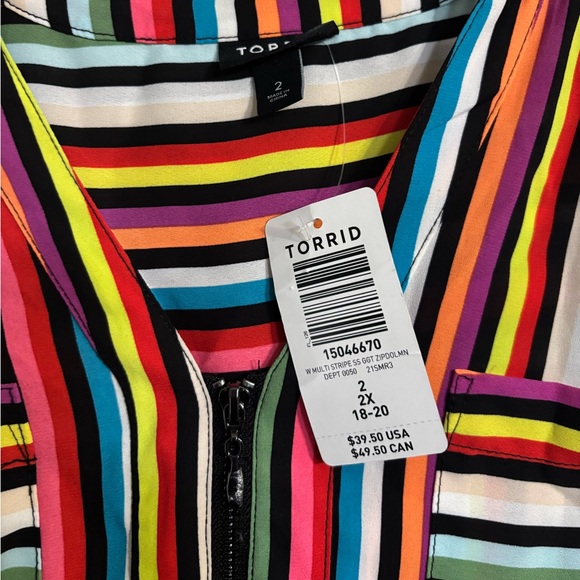 Torrid Colorful Striped Blouse NWT - Picture 5 of 7